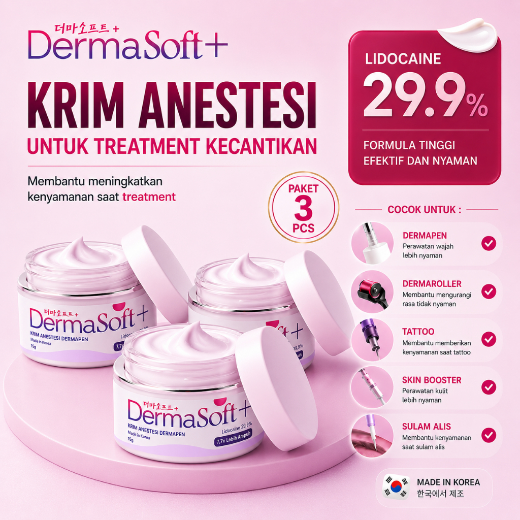 [Anestesi Cream 3 Pcs] Krim Dermapen Wajah | Cream Numbing Pendamping Perawatan Dermaroller & Skin C