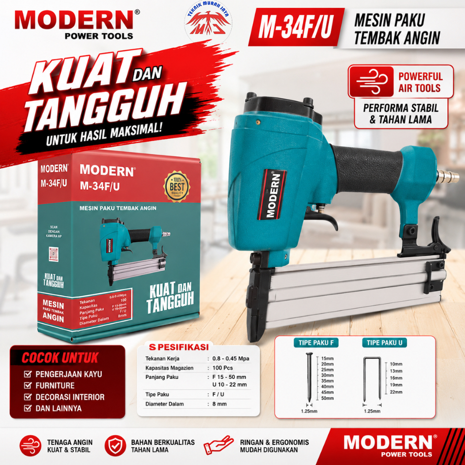 MODERN AIR NAILER 2 IN 1 M-34FU Mesin Tembak Staples Angin Udara F30+422J 10-22 mm M-34F/U Steples 1