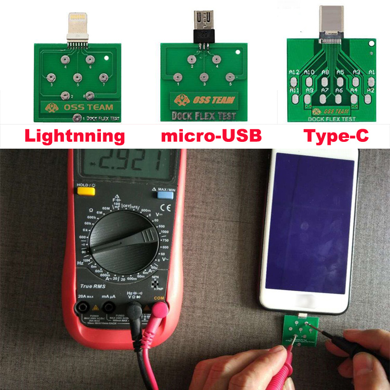 Papan PCB Uji Dock Flex Handphone Laptop Tipe-C Micro-USB Lightning U2 IC Pengujian Baterai / Port P