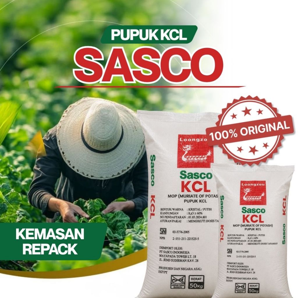 PUPUK KCL SASCO KEMASAN REPACK 5KG (MURIATE OF POTASH) 100% ORIGINAL