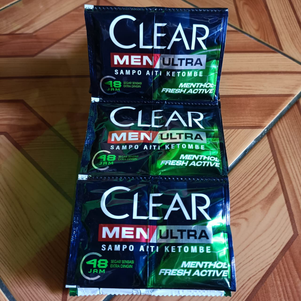 4 Renteng CLEAR Shampoo Sachet Anti Ketombe Original Menthol Segar Clear Men Ultra Isi 96 Sachet