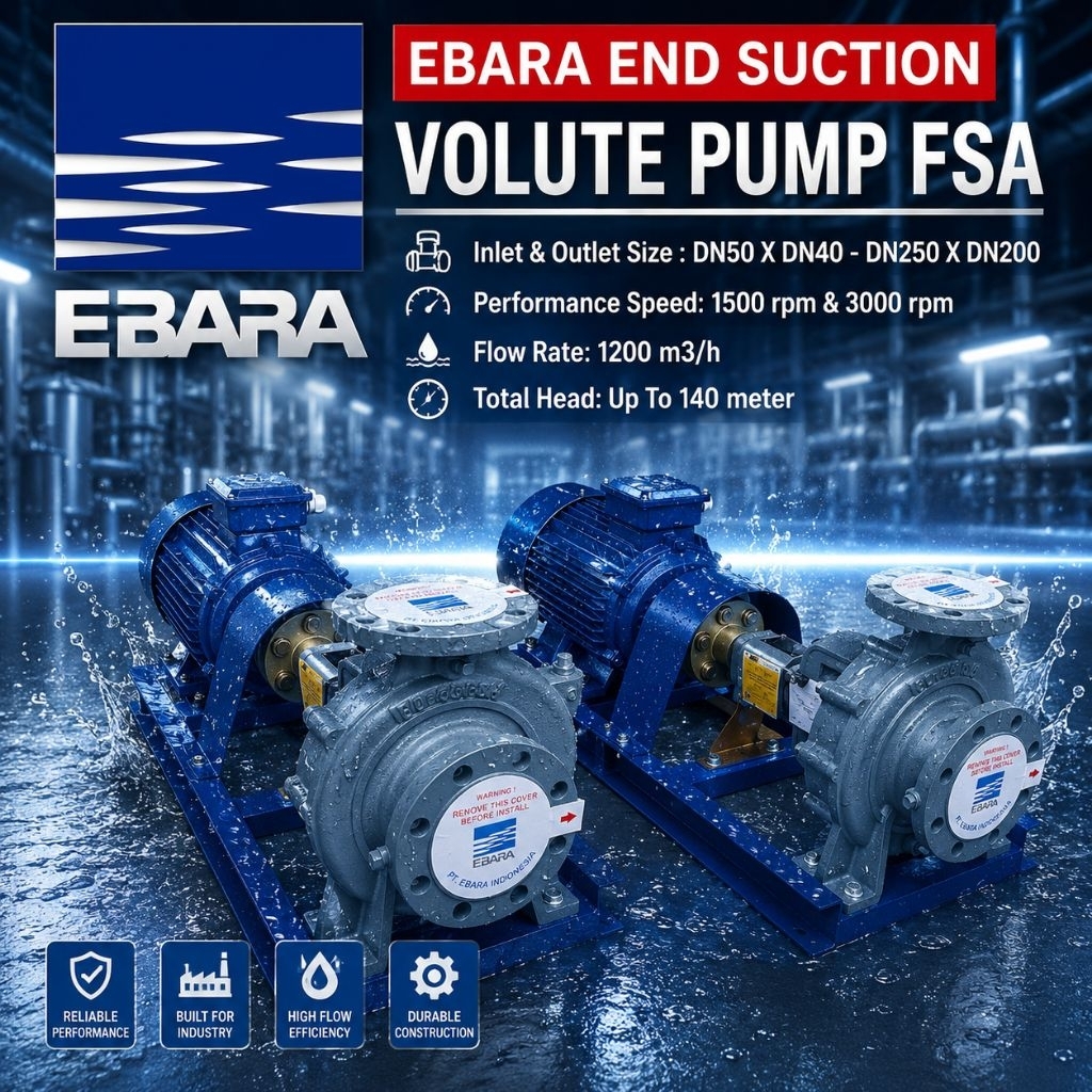 Pompa Sentrifugal EBARA 100x80 FSH 4KW 5,5HP 380V Centrifugal Pump