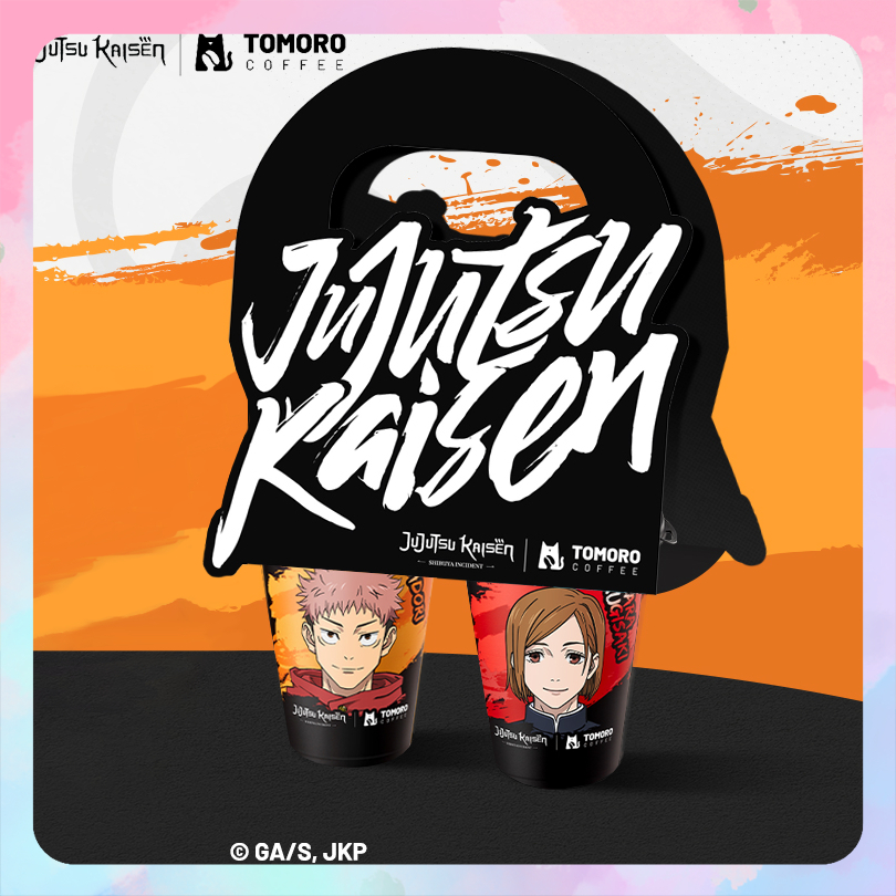 Tomoro Coffee X Jujutsu Kaisen JJK Cup + Cup Holder (Yuji & Nobara)