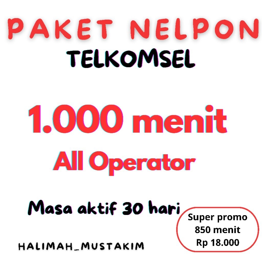 Paket Nelpon murah (TM)Telkomsel AS Simpati 1000 menit All Operator berlaku 30 hari | Paket nelpon t