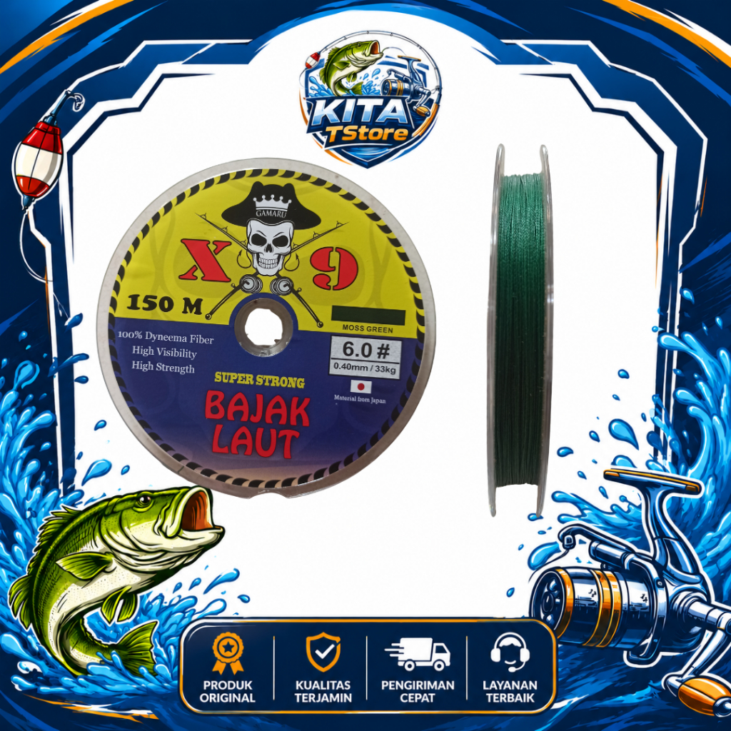 SENAR PANCING BAJAK LAUT PE X9 Original | 9-Strand Braided Line Super Kuat Tahan Gesek | Diameter Ke
