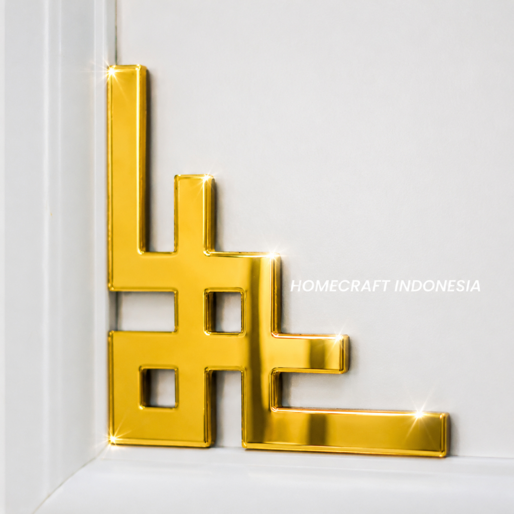 HC - List Akrilik Gold Mirror 10cmx10cm - Hiasan Akrilik Timbul Siku Dekorasi Dinding Wallpaper Ruma