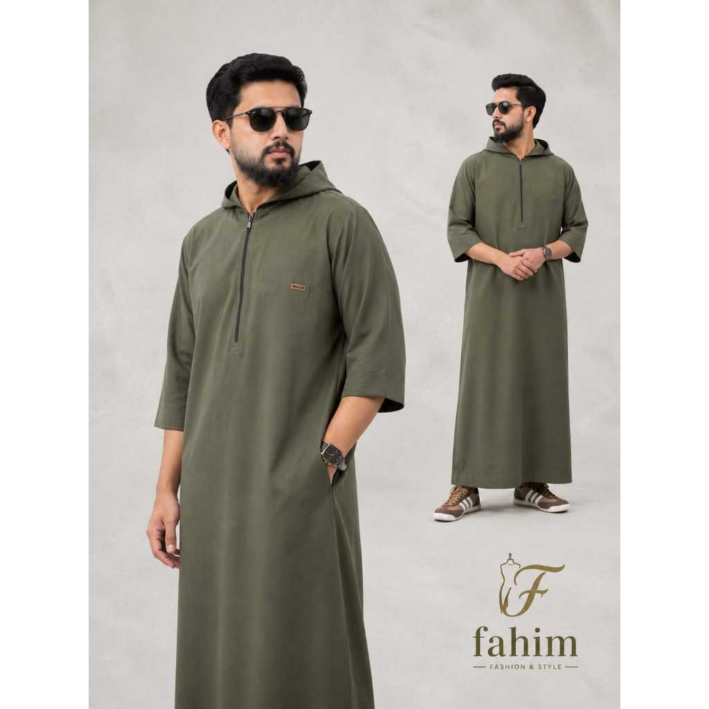 Uhud Basic - Jubah Hoodie Lengan 3/4 Pria Dewasa