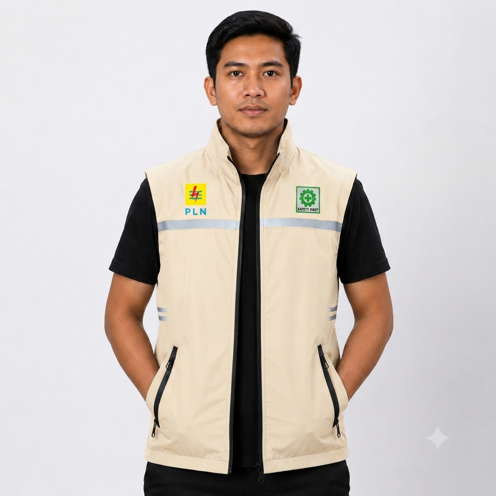 Rompi Scotlight Distro Logo K3 PLN Indonesia Premium Keren Rompi Vest Kasual Zipper K3 PLN Pria Wani