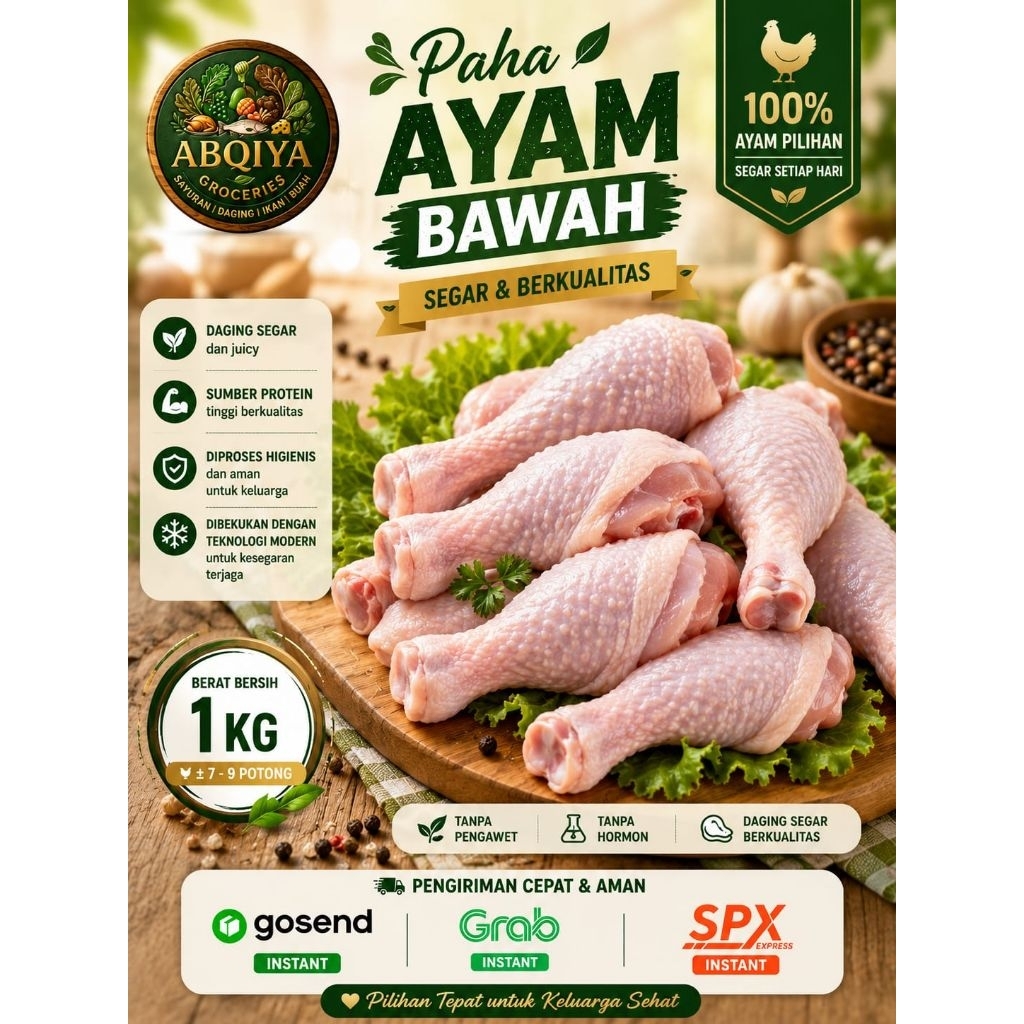 1 KG DAGING PAHA BAWAH AYAM SEGAR 1000 G PAHA BAWAH KARAWANG CIKAMPEK