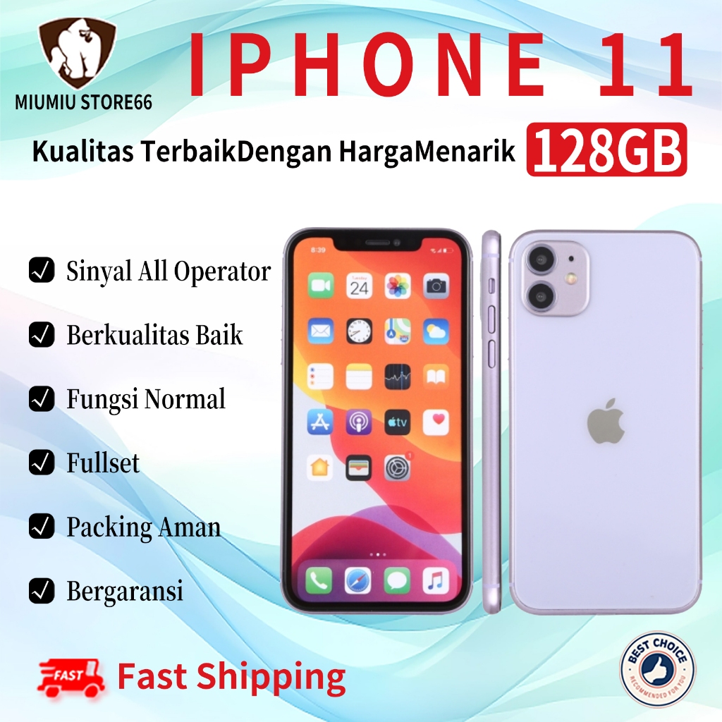 iPhone 11 128GB Second Original100% INTER 5G 6.1"IPS LCD-Ori Fullset Mulus Hp 3utools All Green