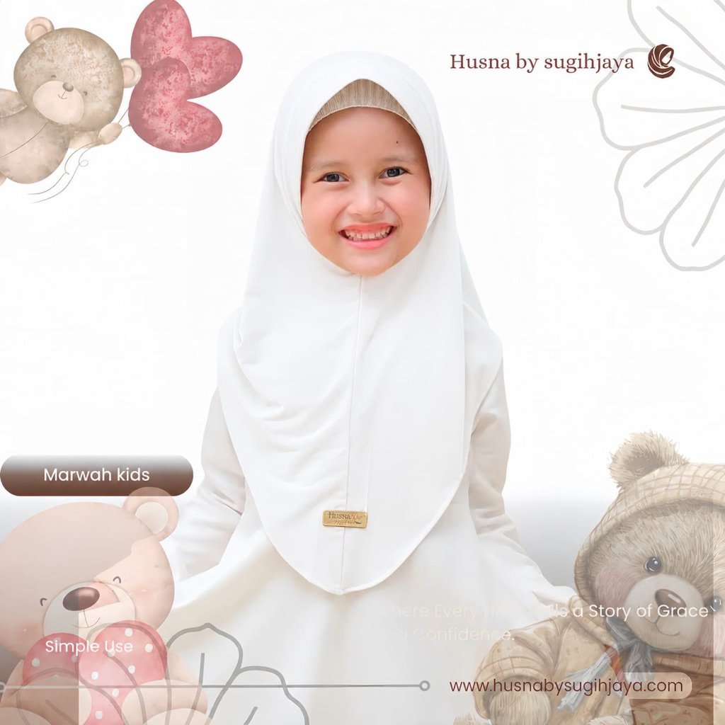HUSNA Hijab Instan  Ped Marwah Anak Jersey Premium ORI HUSNA