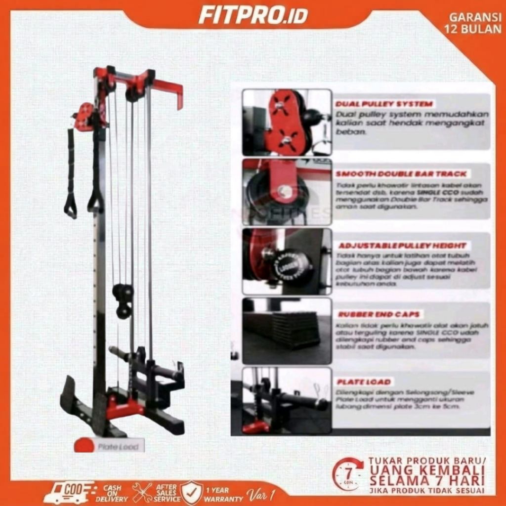 BM-Single Cable crossover Alat gym Fitnes angkat beban