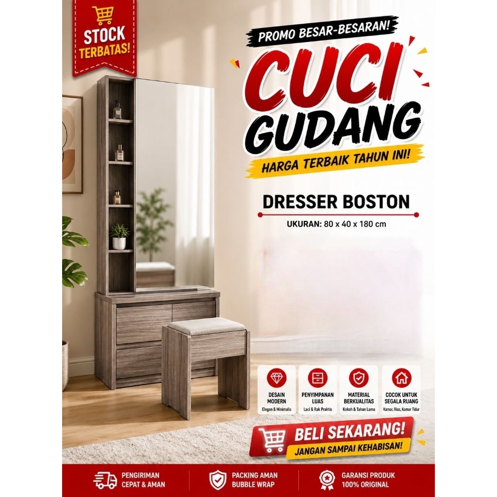 [ JUCCO ] Meja Rias Siantano DR Boston - Meja Rias Minimalis Elegant - Tiolet Murah - Meja Rias Sian