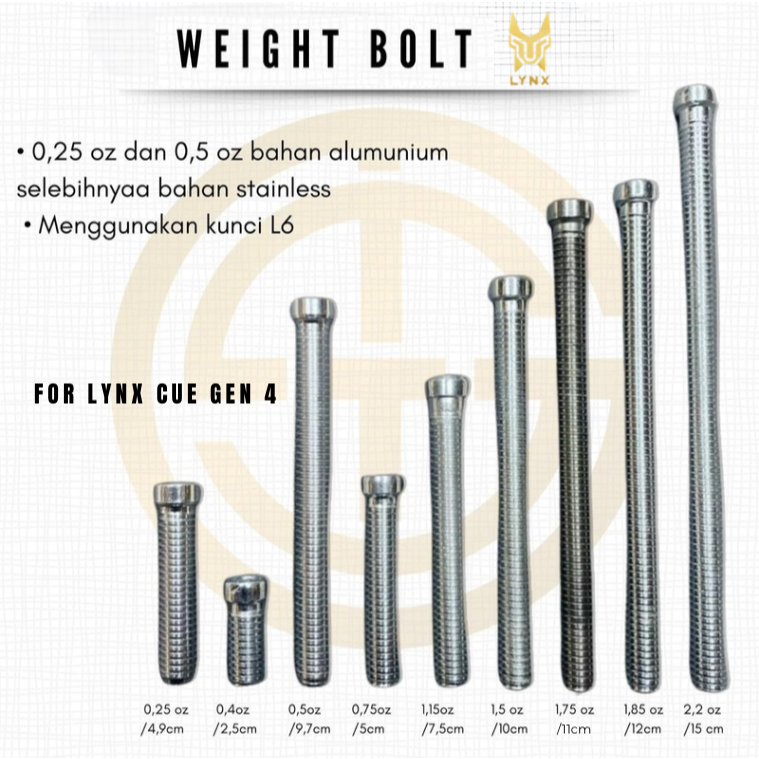 Weight Bolt / Pemberat Buttom Lynx Cue Gen 4