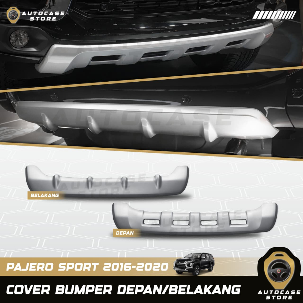 COVER BUMPER PAJERO SPORT 2016 - 2020 DEPAN BELAKANG WARNA SILVER METALLIC AKSESORIS MOBIL PNP