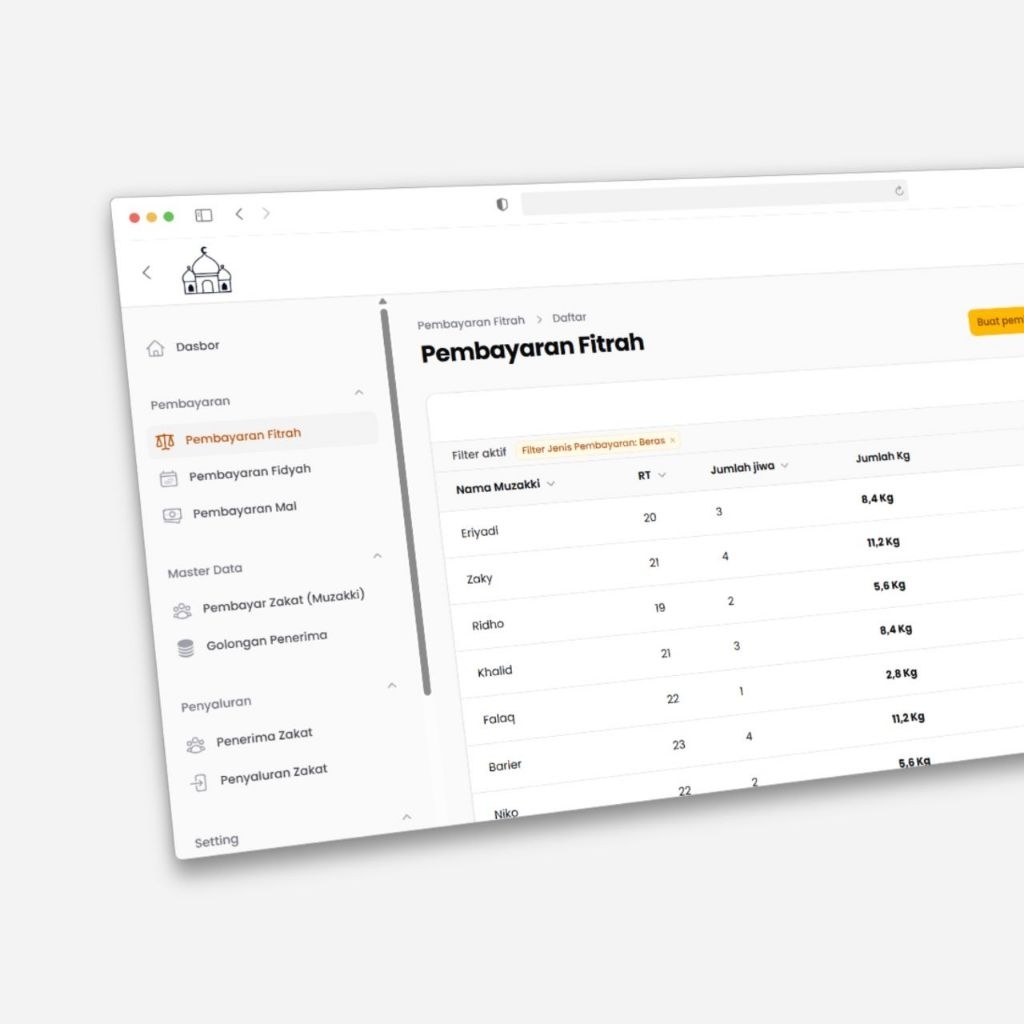 Source Code Web Aplikasi Zakat Masjid Laravel Filament (Sistem Informasi Manajemen Zakat)