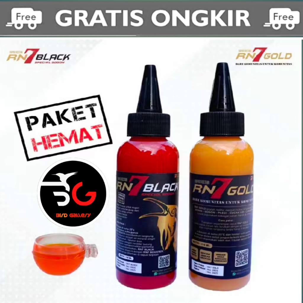 3 PAKET | RN7 GOLD + RN7 BLACK + CEPUK | RN 7 GOLD PAKAN BURUNG KOLIBRI SOGON