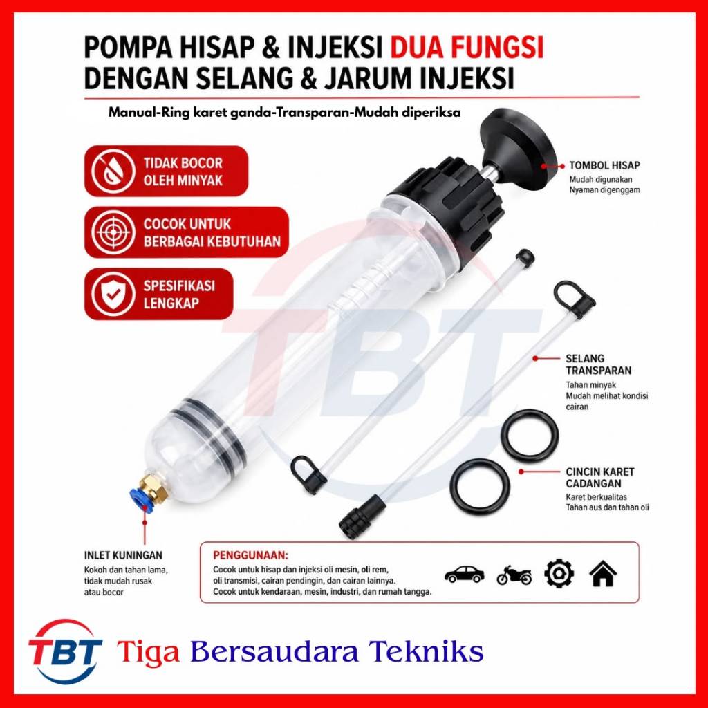 Pompa Tangan Ekstraktor Cairan Oli Mobil Motor Mesin 200cc/500cc Oil Extractor