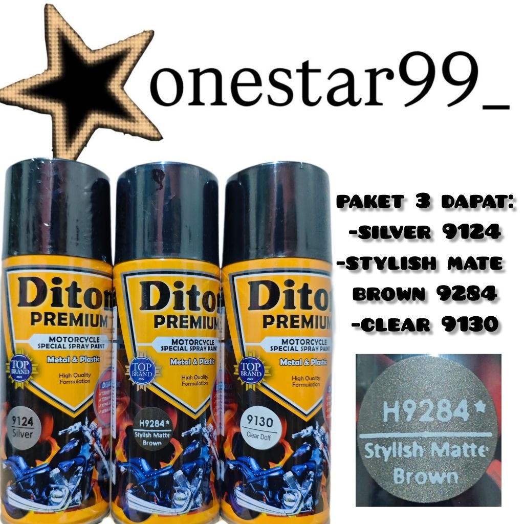 Pilok Pilox Pylox Cat Diton Premium Paket 3 Kaleng Stylish Matte Brown H 9284 Coklat Metalik Silver 