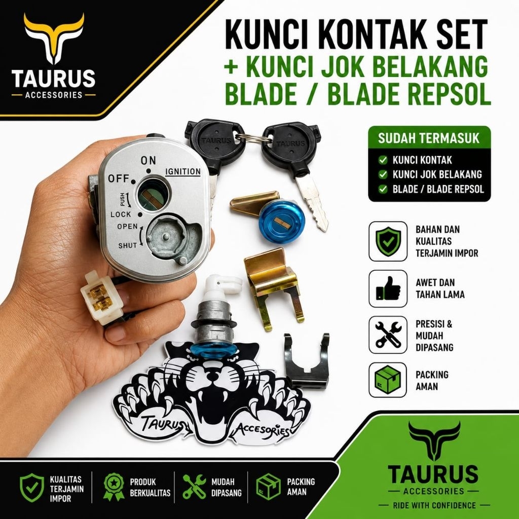 Kunci Kontak Set dan Kunci Jok Belakang untuk Motor Blade, Karbu, Blade 110