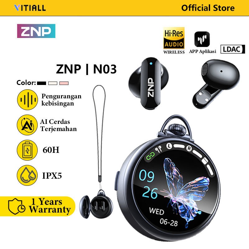 ZNP N03 TWS Headset Bluetooth Wireless Earphone Sleep Earbuds DIY Custom Screen Wallpaper HD Audio B