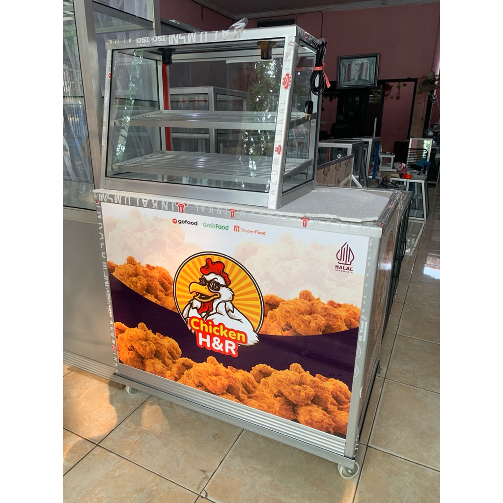 etalase ayam fried chicken + meja + stiker