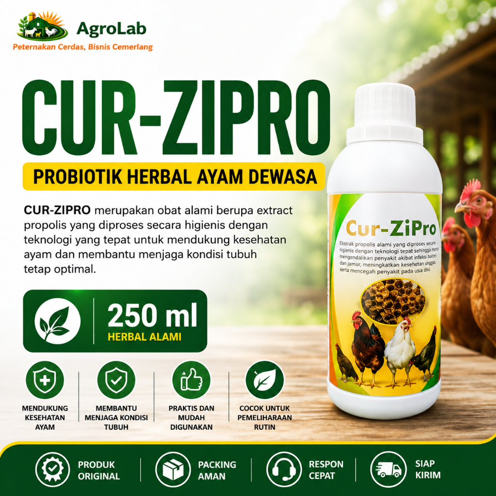 CUR-ZIPRO 250 ml Herbal Propolis Ayam Dewasa Untuk Menjaga Kesehatan dan Daya Tahan Tubuh