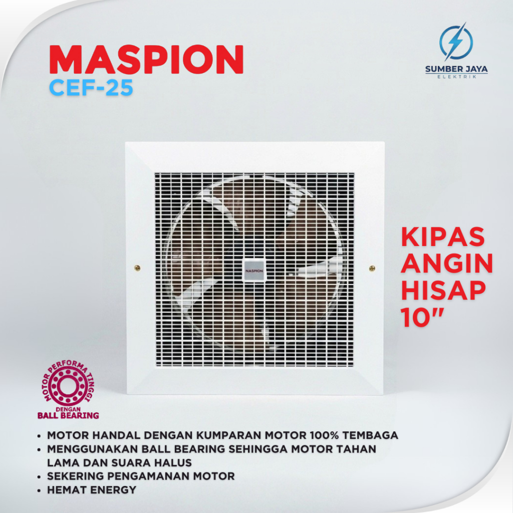 Maspion Exhaust Fan Plafon CEF-25 10 Inch - Kipas Angin Hexos Plafon Maspion 10" CEF 25 Original