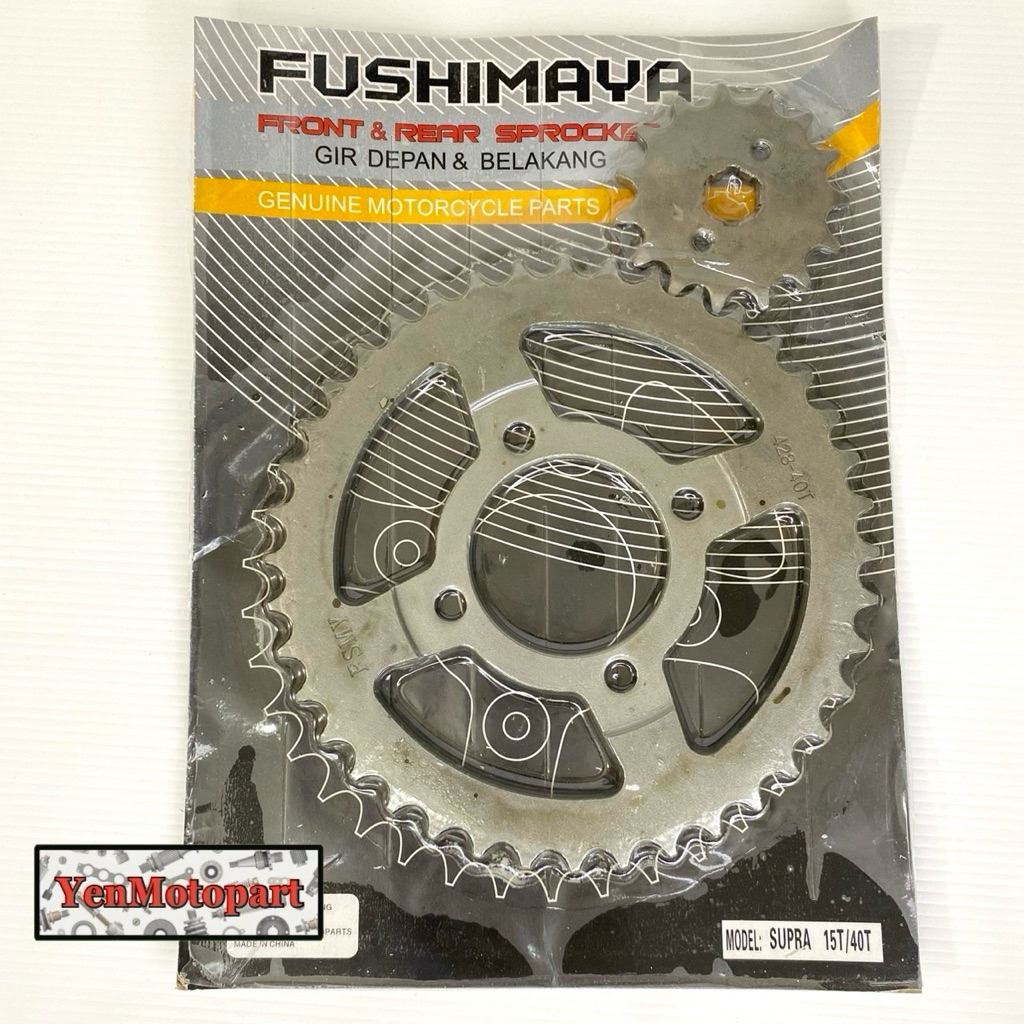 GEAR GIR SET DEPAN BELAKANG SUPRA X - GRAND - WIN - SUPRA FIT LAMA 15/40T FUSHIMAYA