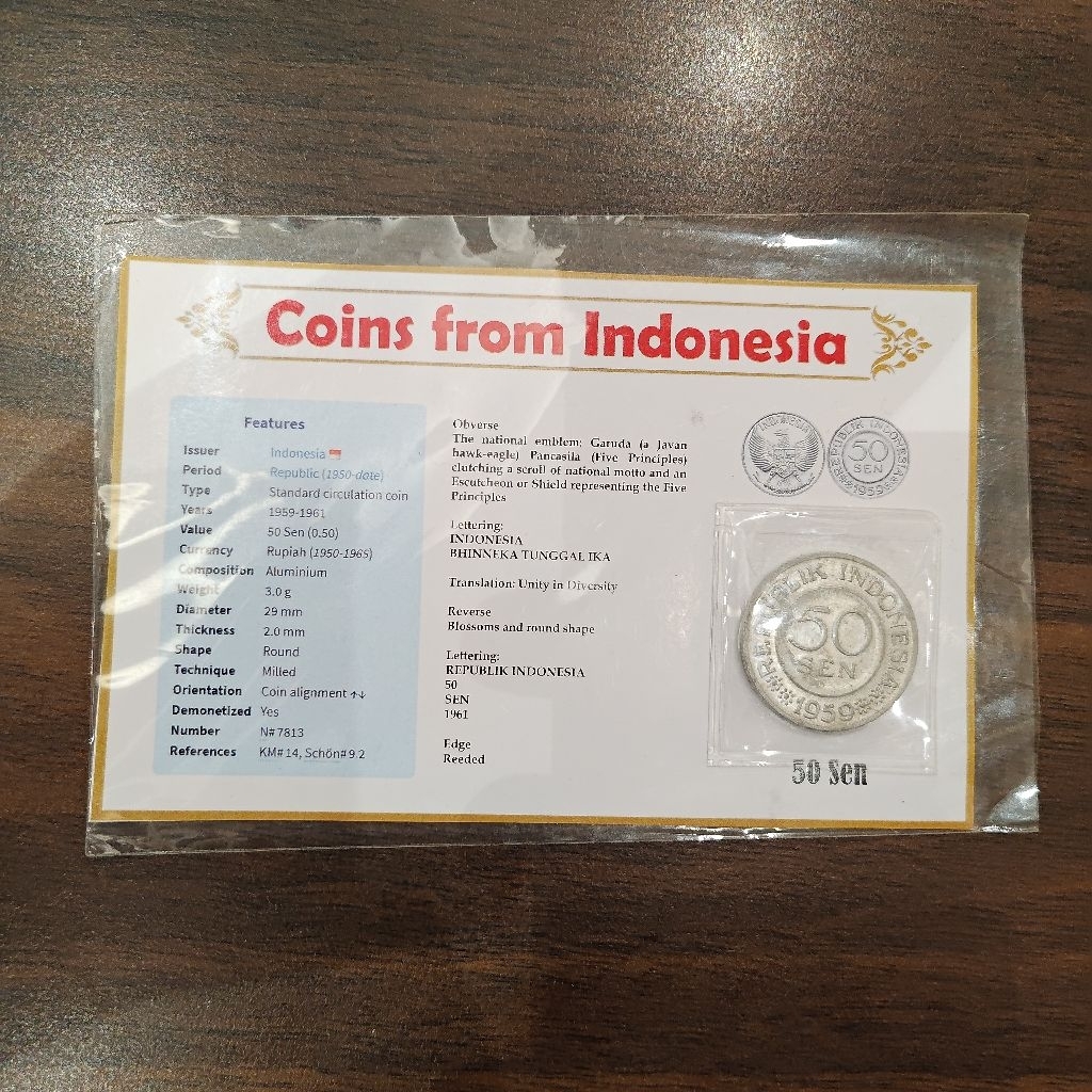 (Certified) Vintage Coin 50 Sen Rupiah 1959