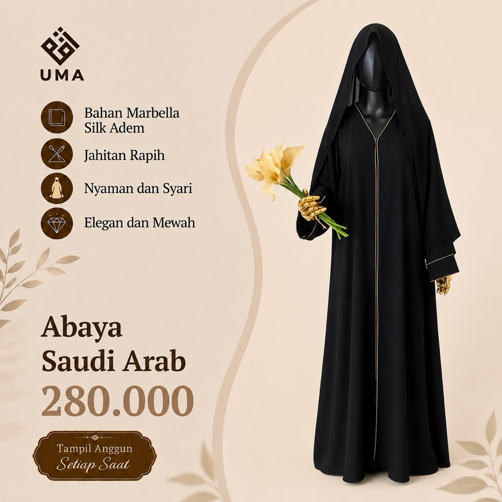 ABAYA SAUDI ASLI ARAB RESLETING