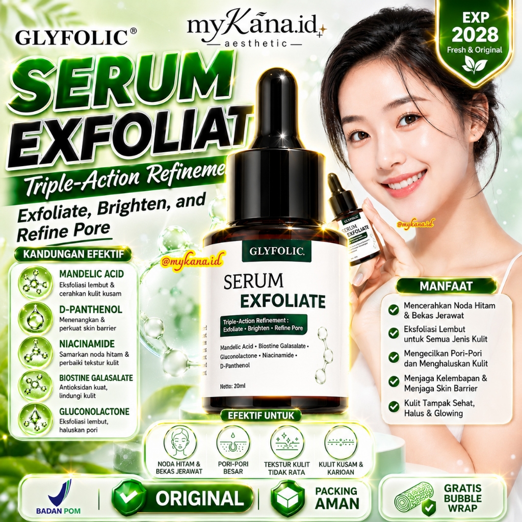 Glyfolic Serum Exfoliate 20ml Triple Action Refinement Exfoliate Brighten Refine Pore Proderma