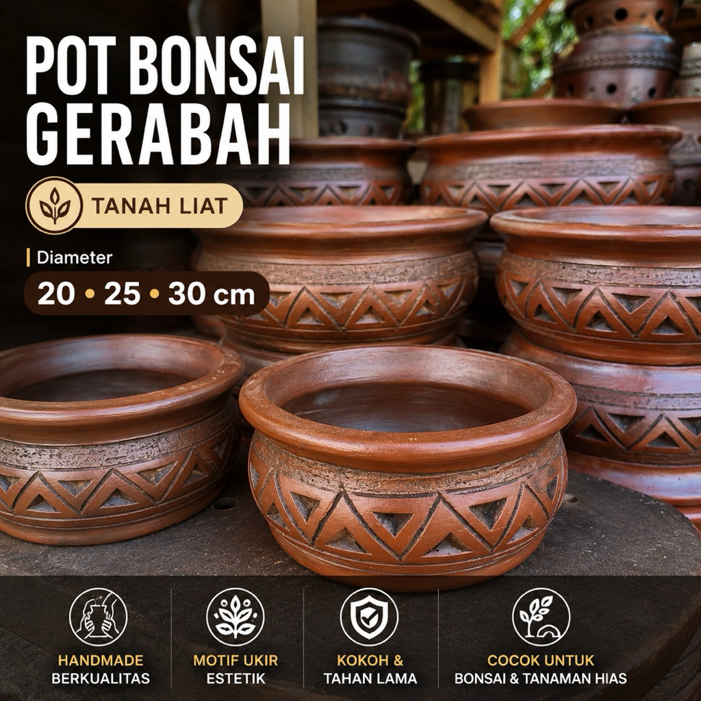 Pot Bonsai Gerabah Tanah Liat
