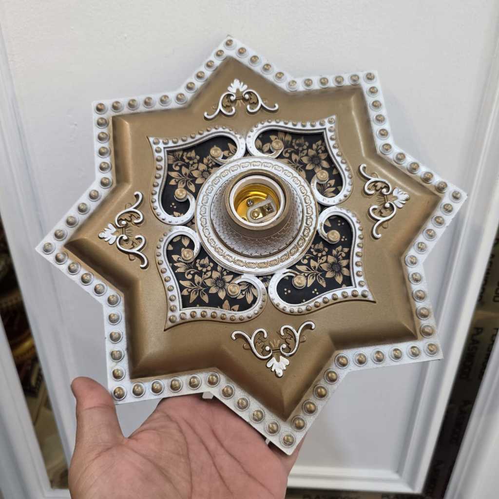 VICON Fitting Lampu Ornamen 30x30cm PVC GRC Plafon Gypsum E27 Dekorasi Rumah