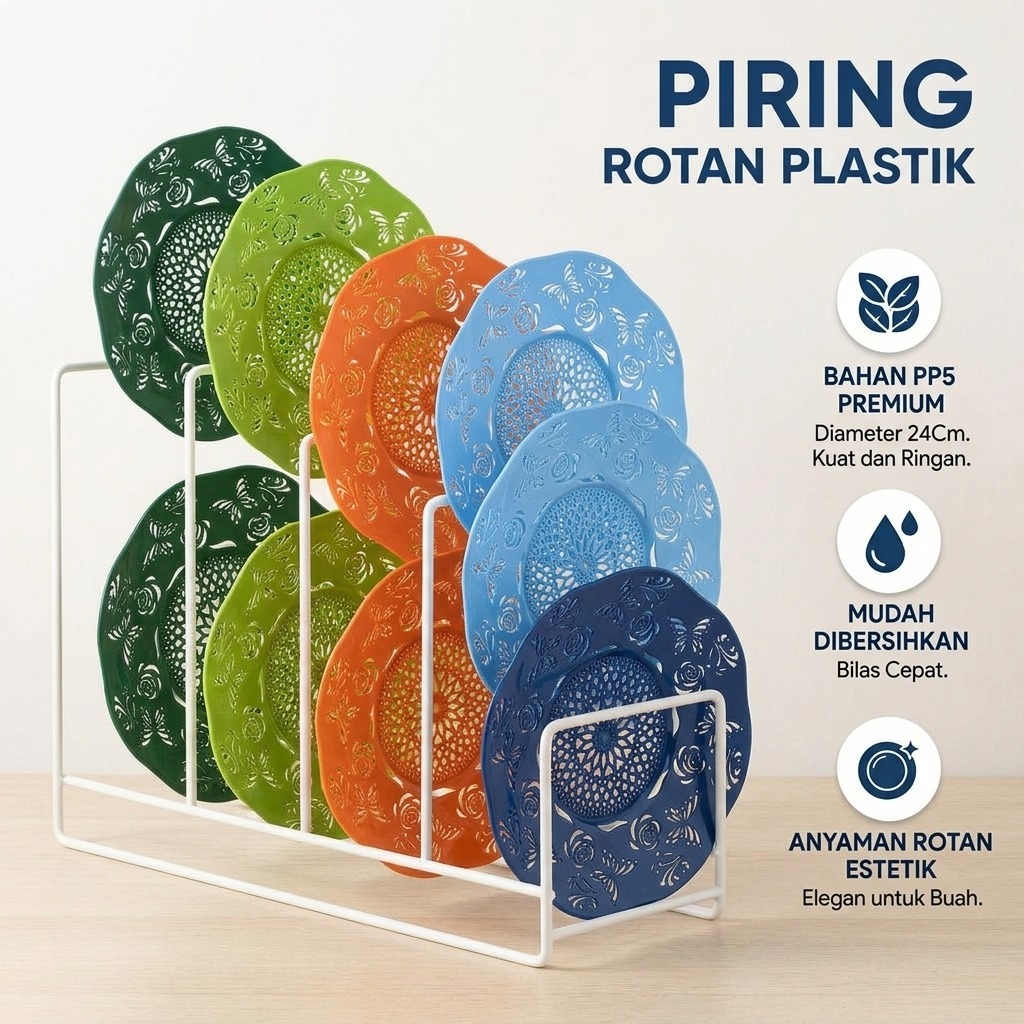 Piring anyaman rotan Plastik / piring plastik / piring anyam