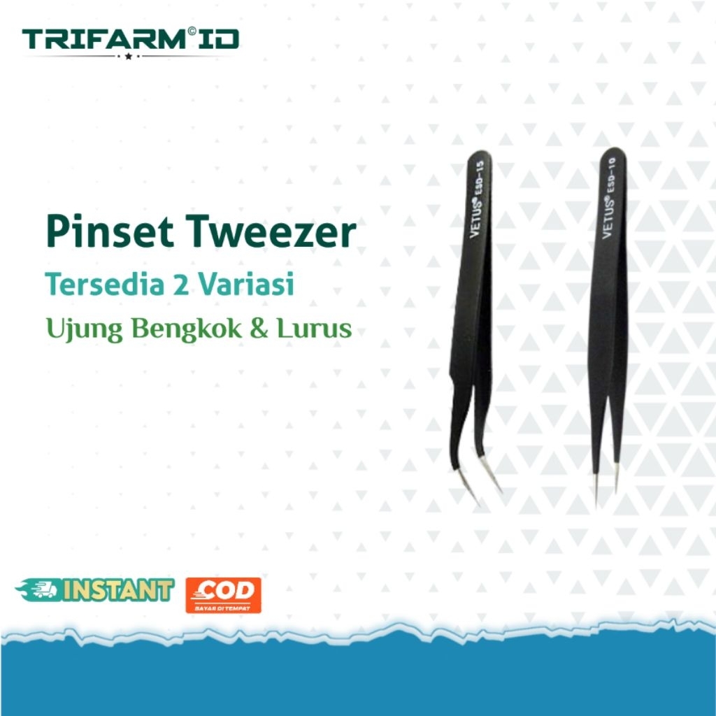 Pinset Tweezers Bahan Tebal Bengkok dan Lurus
