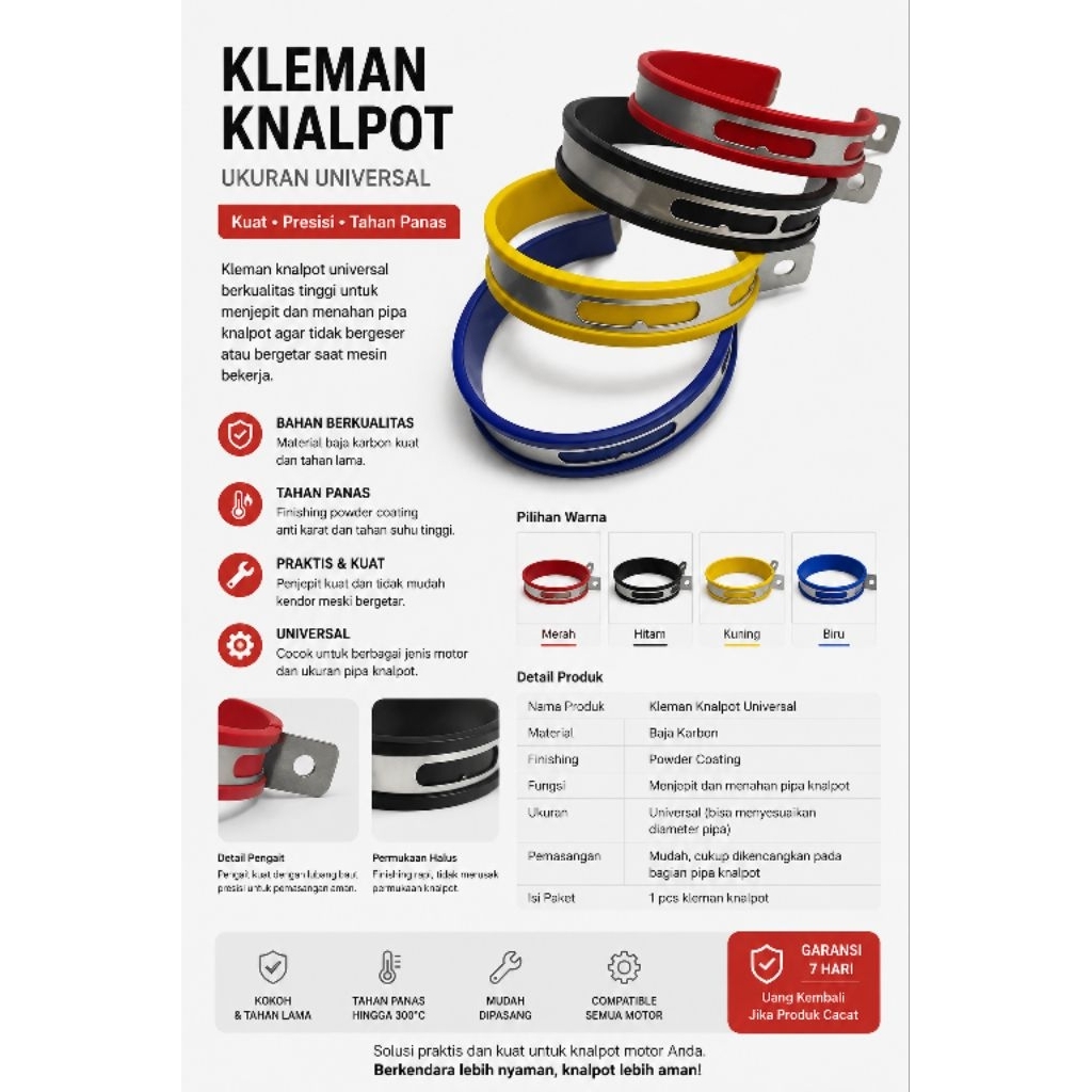 KLEMAN KLEM KNALPOT UKURAN 3.5 INCH BREKET BRACKET KeNALPOT RACING MOTOR UNIVERSAL 3,5 INCI Kenalpot