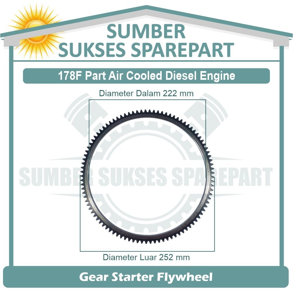 178F GEAR STARTER FLYWHEEL / GIGI STARTER RODA GILA UNTUK AIR COOLED DIESEL GENSET