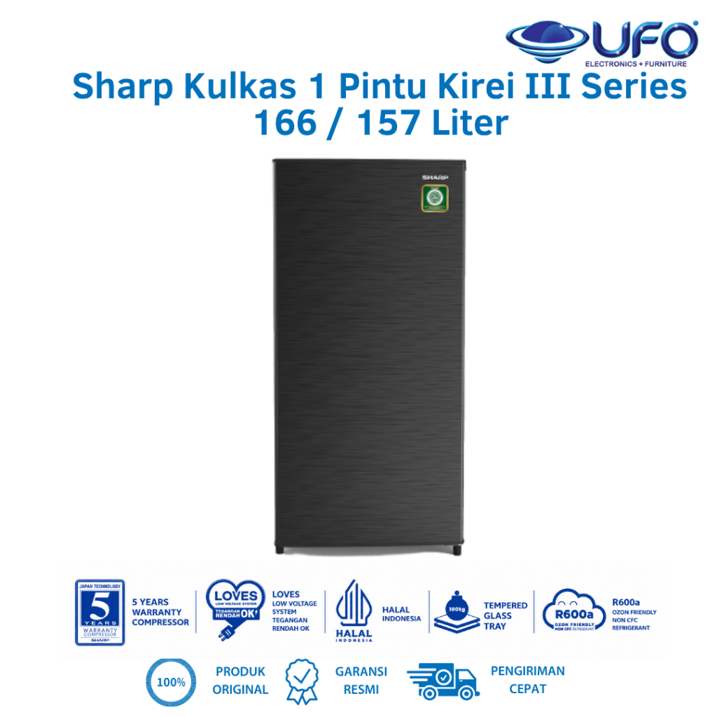 SHARP Kulkas 1 Pintu Kirei III Series 166/157 Liter SJN183NHS