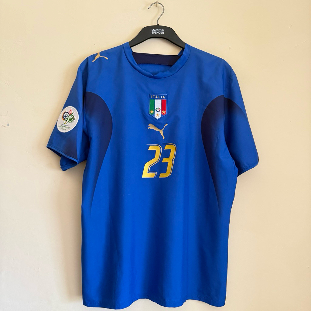 Italy Home World Cup 2006 Jersey Baju Bola Original Italia aterazzi Zidane