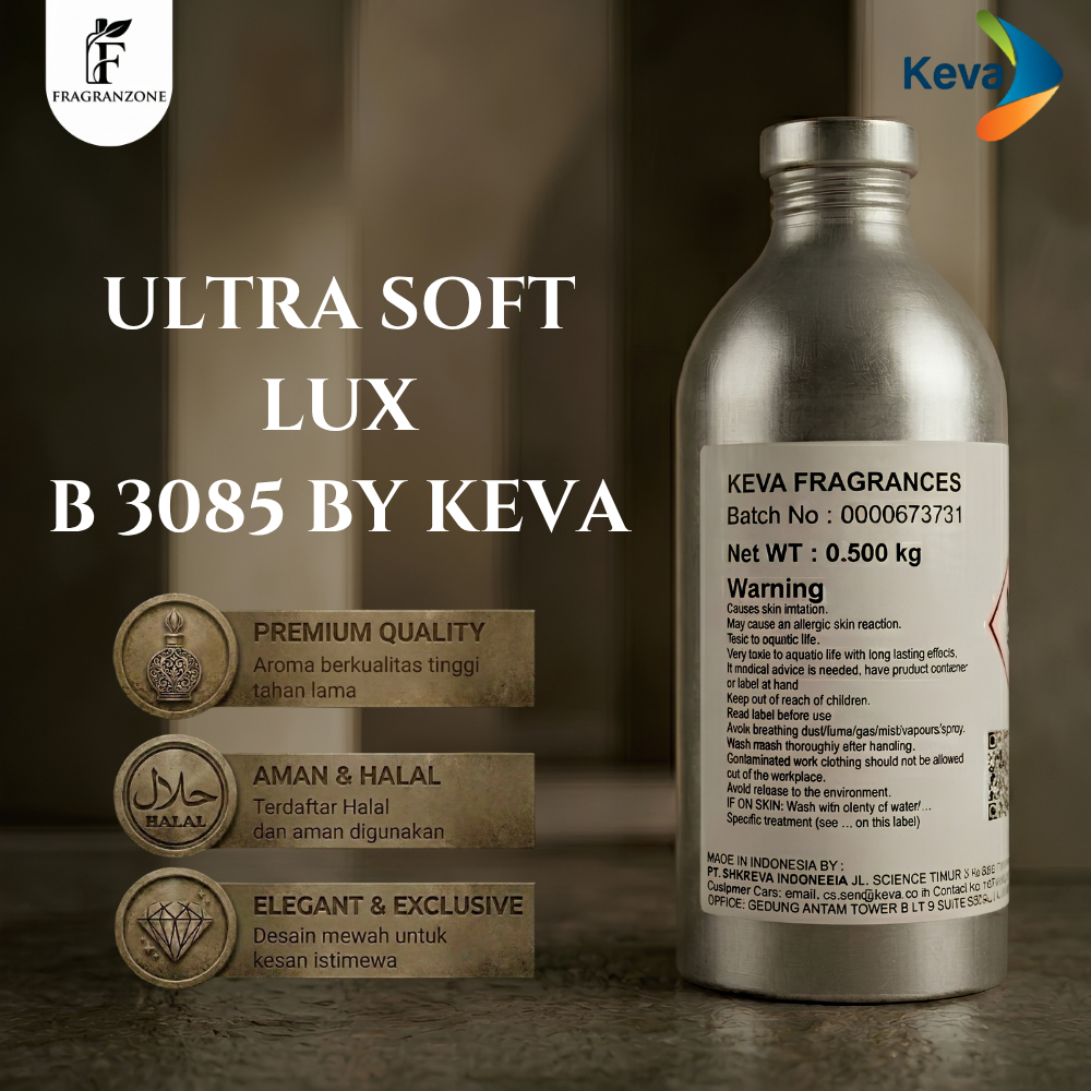 KEVA - Bibit Parfum Murni | B 3085 - Searah ultra soft / lux | Kemasan Segel Pabrik (500gr) & Repack
