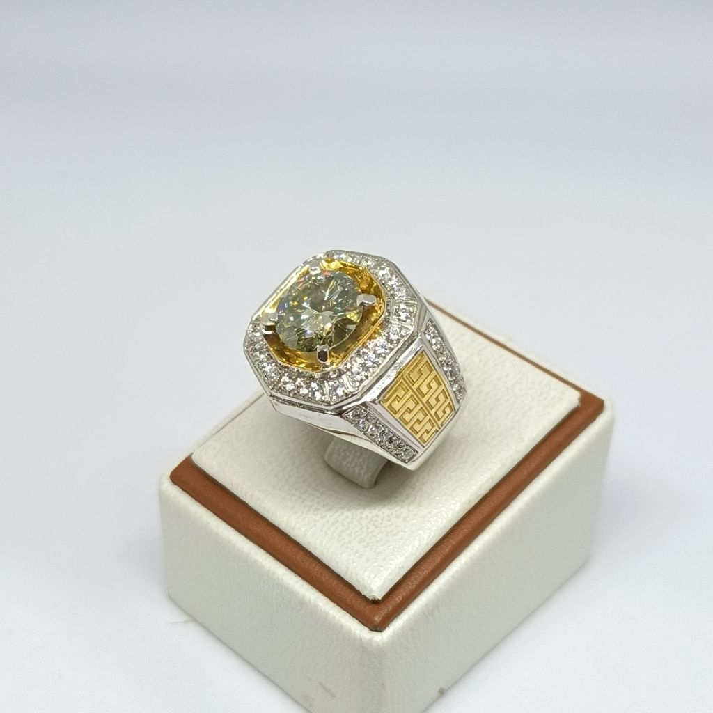 Cincin Silver Pria Moissanite Zirconia