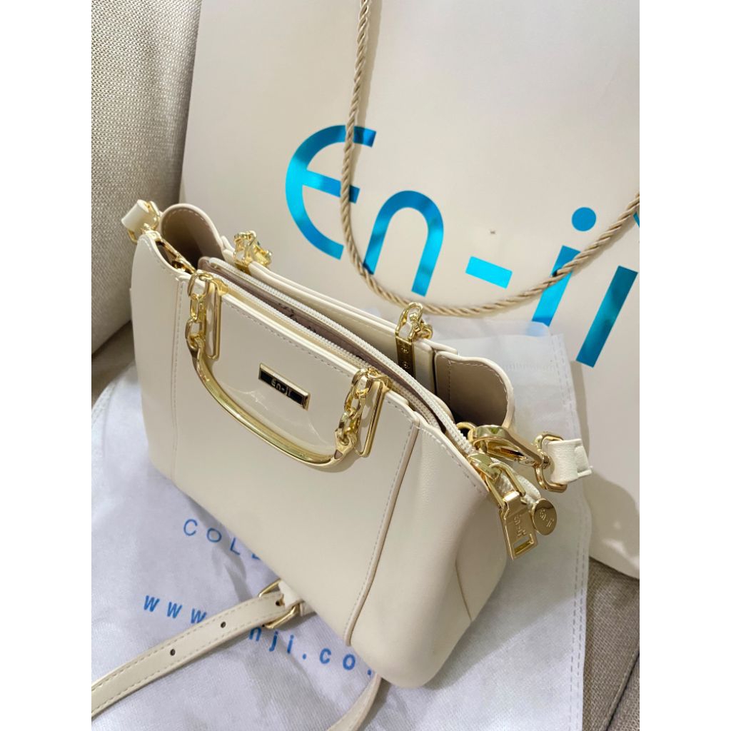 PRELOVED ENJI MINSUN HAND BAG TAS SELEMPANG WANITA + PAPERBAG WHITE