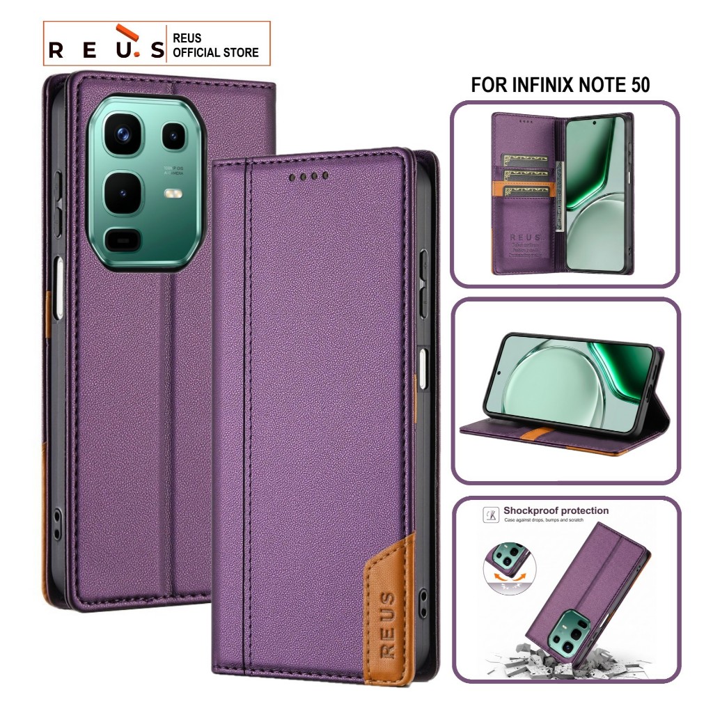 Reus Leather Case Flip Infinix Note 50 Premium Magnet Shockproof Cover - REUS Official Store