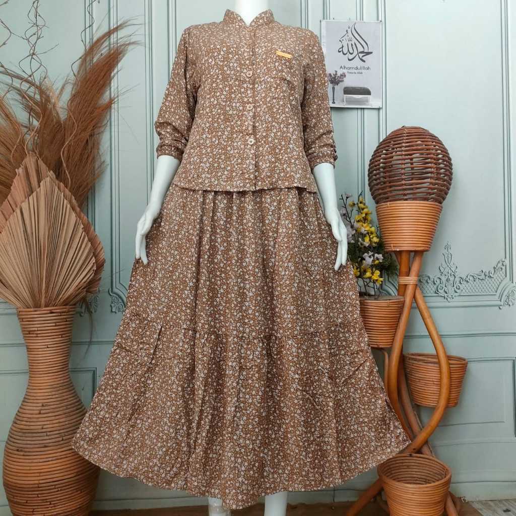 Setelan Wanita Rayon viscose OneSet Rok Baju Muslim Kondangan Terbaru Kekinian