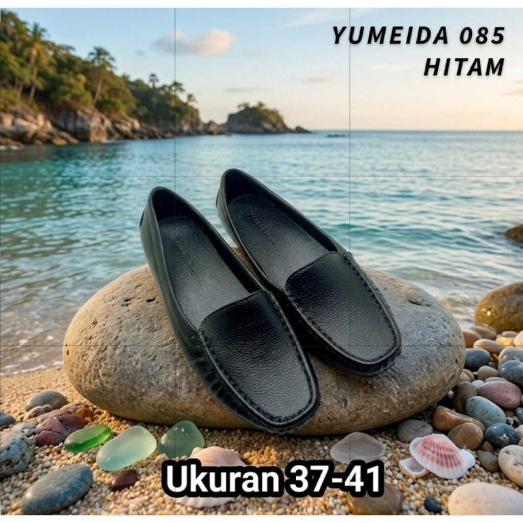 Sepatu Flat Shoes Wanita, Model Polos, YUMEIDA 085 HITAM