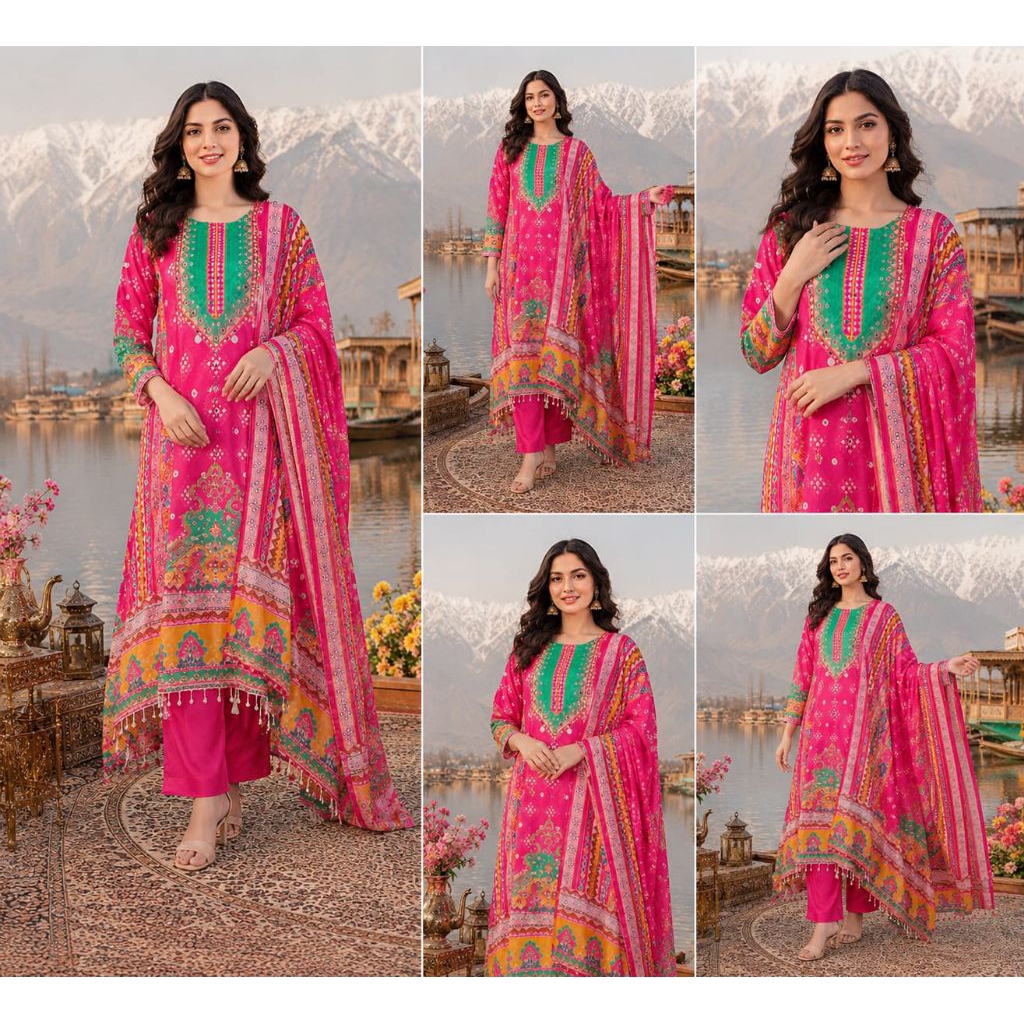 Baju India Kurta Wanita Pakistan Wanita Original Premium | Salwar Kameez Pink Pesta Set Dupatta Boll