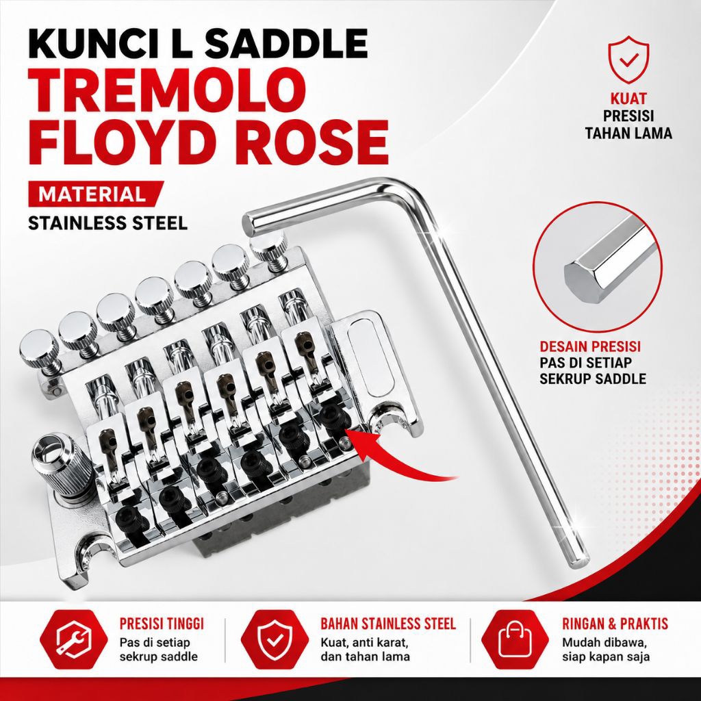 Kunci L Untuk Baut Saddle Tremolo Gitar Floyd Rose