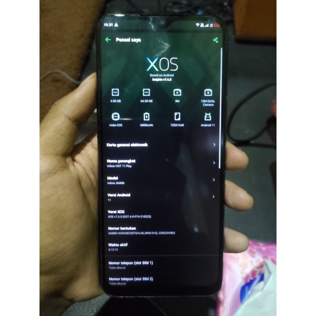 INFINIX HOT 11 PLAY 4/64 HP DUS ONLY SECOND