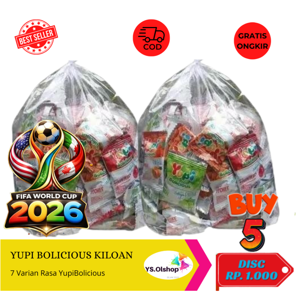 MIX YUPI BOLICIOUS KILOAN RESELLER Strawberry / Blackberry / white Grape / Jeruk / Lychee PERMEN